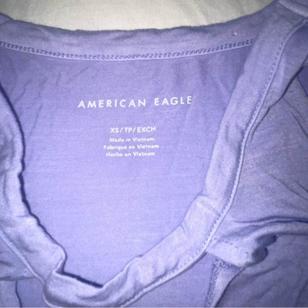 American Eagle Women's XS Lavender Purple Peek A Boo Short Sleeve Soft Top Shirt - Picture 5 of 8